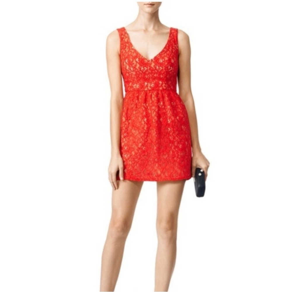 Shoshanna Orange Lace Mini Dress